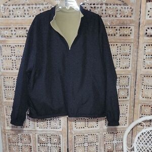 Wedge Golf Reversible Black 1/4 Zip Fleece/Windbreaker Pullover L